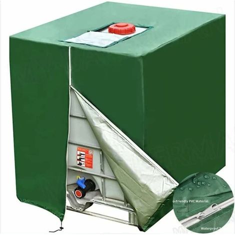 Bache pour Cuve 1000 l, Bâche de Protection Solaire pour réservoir d'eau de Pluie IBC, Anti-poussière Anti-UV, Housse de Protection, bâche de Protection (116 x 100 x 120 cm) (1/4)