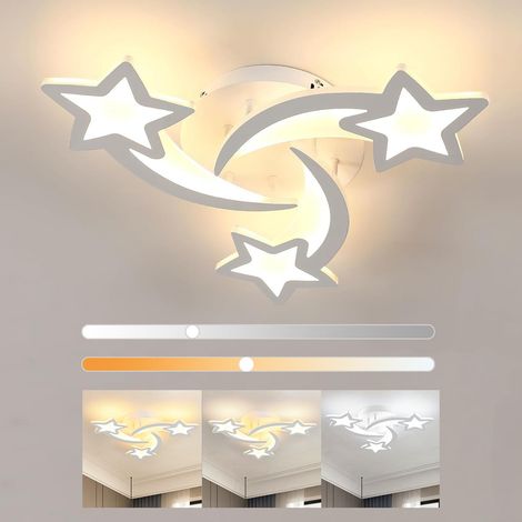 1 Lustre Plafonnier LED, 38W 3420LM Forme Étoile, Télécommande 3000K-6500K, Métal Acrylique Chambre Salon (1/5)