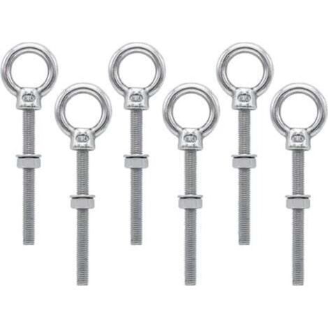 M6 Stainless Steel Metric Thread Ring Screws for Fastening and Hanging (6 pieces) (1/4)