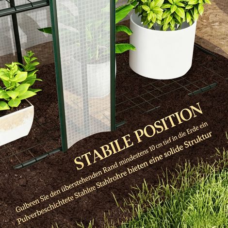 Gartengewächshaus mit 3‑stufigen Ablagen, Balkongewächshaus mit 3 rollbaren Reißverschlusstüren, 215 × 46 × 151 cm (1/5)