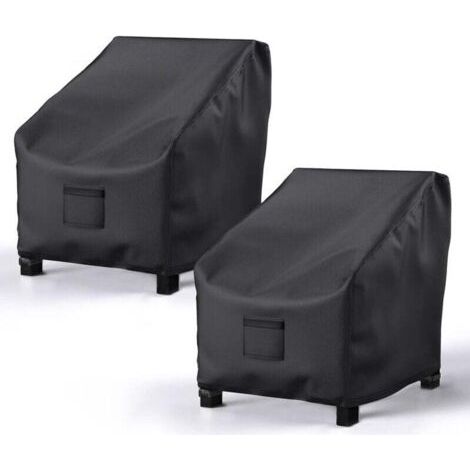 2 housses chaises patio imperméables 600D oxford, pour fauteuil jardin 38"x31"x29" (noir) (1/4)
