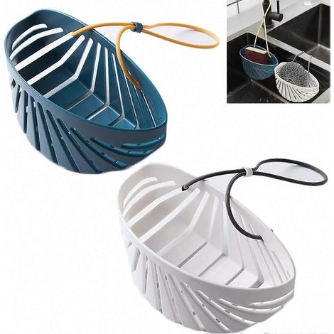 Panier porte-éponge suspendu pour égoutter et ranger éponge, savon et ustensiles - Organisateur d'égouttoir à vaisselle : (1/4)