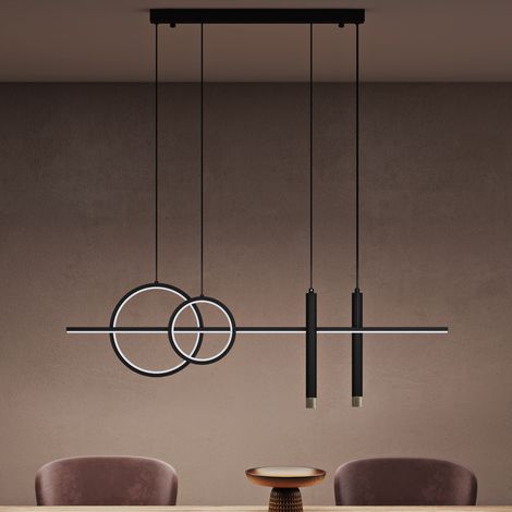 doporro Lampadario a Sospensione LED 100cm, Lampada Lineare da Soffitto 38W 6240LM, 3 Colori di Luce, Altezza Regolabile, Colore Nero, per Sala da Pranzo, Soggiorno, Isola Cucina, Bar - Alivetta2256 (1/5)