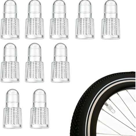 Bouchon Valve Velo Transparents,Valve Pneu Voiture,Accessoires Vélo  Plastique résistant UV, H15mm Ø7mm, vélo moto scooter voiture, installation sans outil (1/5)
