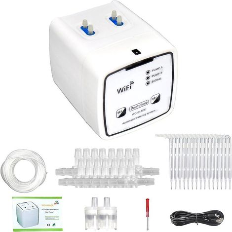 Intelligentes WLAN-Bewässerungsgerät mit Doppelpumpe, zeitgesteuertem, automatischem Tropfbewässerungssystem und Fernsteuerung per App