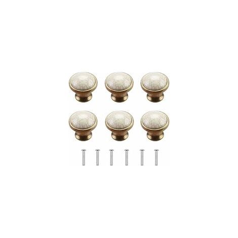 Bouton de meuble en céramique 6 pièces – Design rétro shabby chic – Diamètre 3,6 cm – Vis incluses pour montage sur bois 18 mm (1/5)