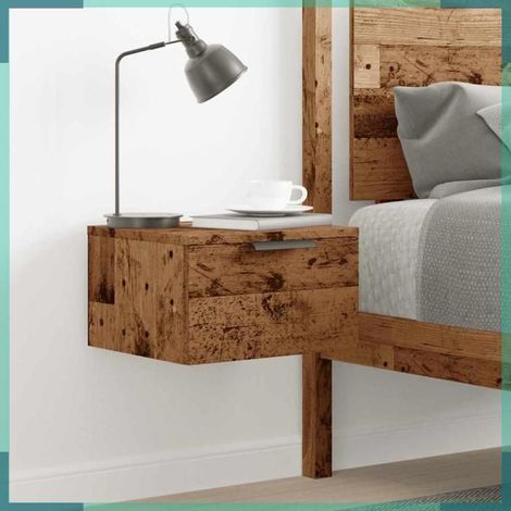 Table de chevet murale - 856979 - Vieux bois - Bois d'ingénierie - 34 x 30 x 20 cm (1/5)
