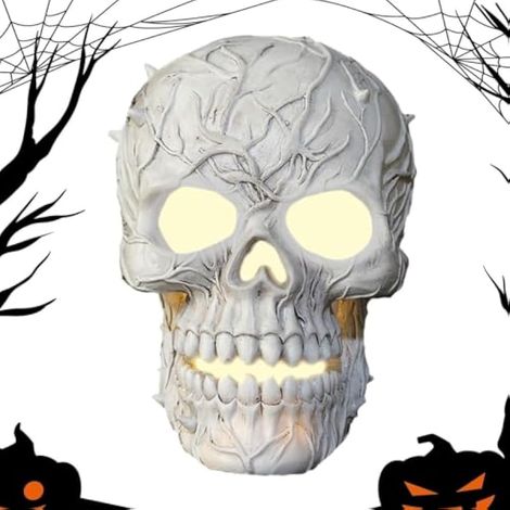 Lampes d'Crâne Halloween Lampe Crâne Solaire LED Imperméable en Résine (1/5)