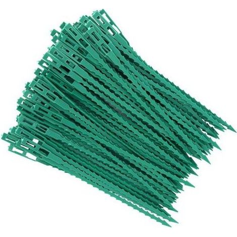 Tuteurs réglables pour plantes - ZITFRI - Lot de 100 tuteurs - Diamètre 17 cm - Plastique vert souple - Réutilisables (1/5)