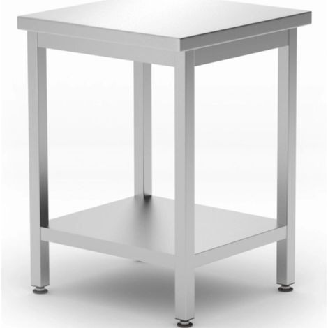 Mesa de trabajo central Budget Line con estante 600 x 600 x 850 mm - Hendi 817094