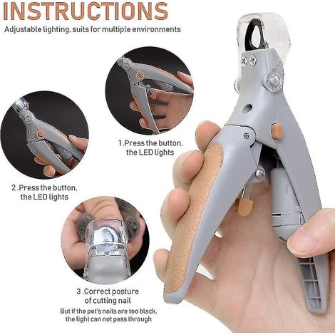 '="Coupe-griffes lumineux pour chat, ciseaux à ongles pour chat avec lumière LED grossissement x5 et lime à ongles incluse-"