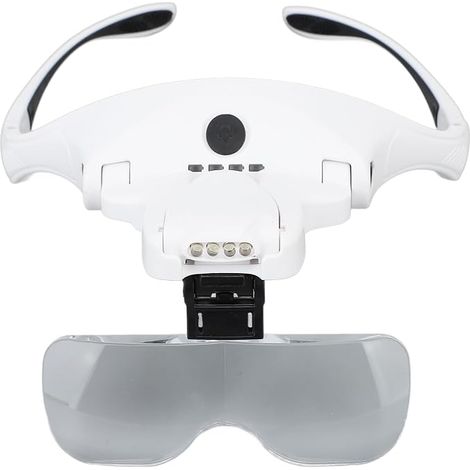 Rechargeable Head-Mounted Magnifying Glass with LED Head, Illuminated Magnifying Visor with 4 LED Lights, 5 Detachable Lenses (1/5)