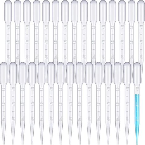 Pipettes transfert jetables 3 ml (x30), plastique, laboratoire/huiles essentielles/classes scolaires (1/5)