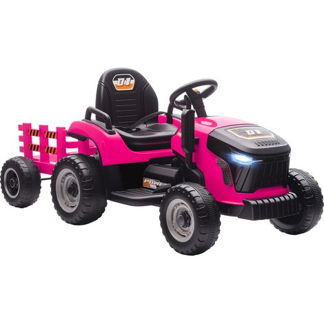 AIYAPLAY Ride on Tractor and Trailer, 12V Electric Ride on Tractor, Pink (1/5)