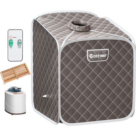 Sauna à Vapeur Portable 2L avec Chaise 9 Niveaux de Température Réglables Tente de Spa pour 1 personne avec Rouleau de Massage Gris CW9599 Maison Chic (1/3)