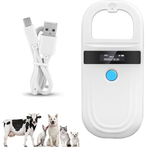 Bluetooth-RFID-Mikrochip-Lesegerät für Haustiere – Kompaktes Lesegerät – USB-aufladbar – Kabellos – FDX-B und EMID – 134,2 kHz/125 kHz mit OLED-Display – Geeignet für Katzen, Hunde und andere Tiere (1/5)