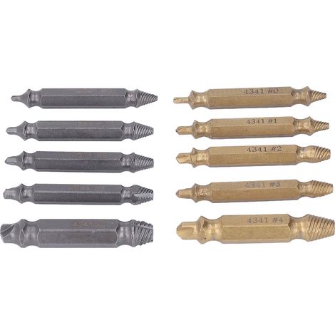 Kit de 10 extracteurs de vis en acier rapide doré et argenté pour équipements industriels (1/5)