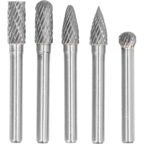 Ensemble de 5 têtes de limes rotatives, 2 forets de ponçage pour le travail du bois, carbure de tungstène, carbure, 6 x 8 mm (1/5)