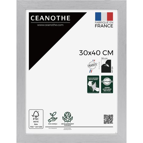 Cadre Photo Gris 30x40 cm et 40x30 cm - Cadre Photo Bois FSC - Convient au Format A4 – Fabriqué en France – Cadre Photo Karma Gris - Verre acrylique Incassable (1/5)