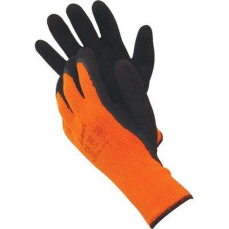 GUANTO LATTICE MICROPOROSO NERO  - MAGLIA PESANTE SINTETICO ARANCIO 10 - 12 paia