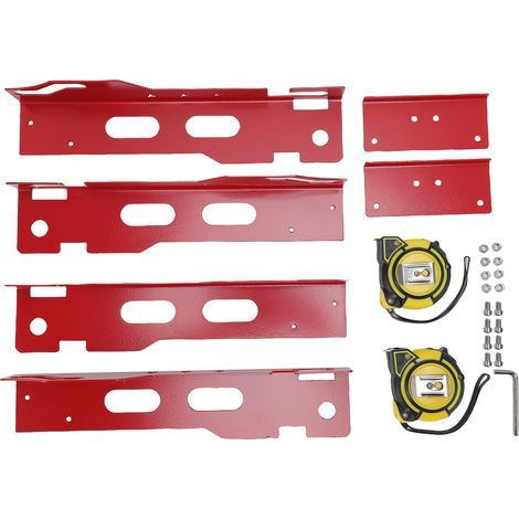 2 jeux d'outils d'alignement de roues, plaques de carrossage en acier allié avec rubans à mesurer universels pour automobile rouge (1/5)