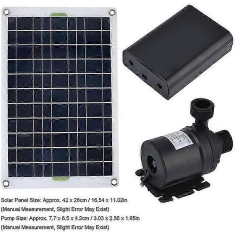 Pompe à eau solaire 50 W, 800 l/h, 12 V CC (sans pile). Pompe solaire silencieuse pour fontaines de jardin et d'intérieur. 25-26 (1/5)