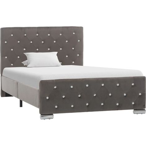 Lit adulte Contemporain Cadre de lit Gris Tissu 100 x 200 cm 48496 (1/5)