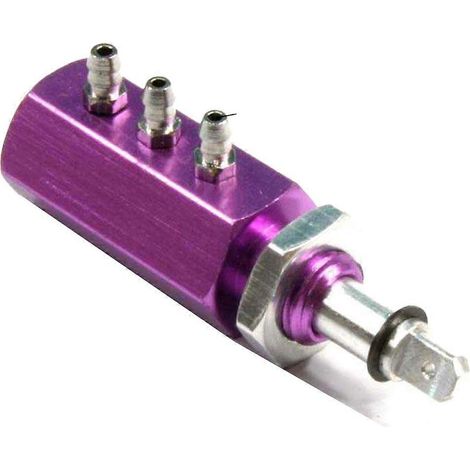 Vanne pneumatique 3 voies 45 mm pour systèmes pneumatiques d'avions et drones radiocommandés, raccords rapides avec commande manuelle. (1/5)