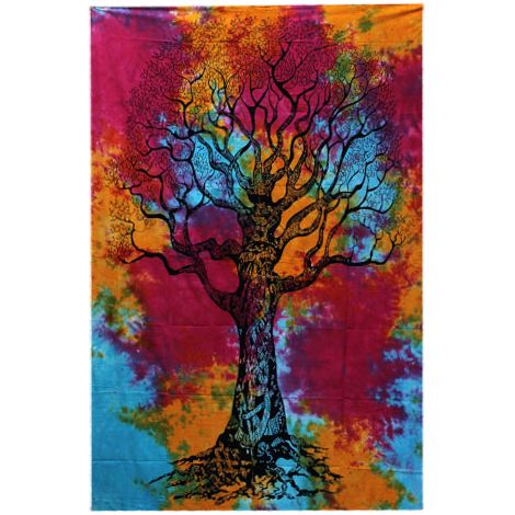 Couvre-lit simple en coton + tenture murale - Arbre d'hiver- Vendu par 1 (1/3)