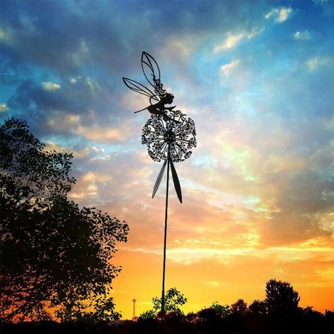 Fairy Dancing with Dandelion Garden Art Sculpture Statue Christmas Halloween Decoration Dancing Flower Fairy Decoration for Outdoor Yard Courtyard Lawn Patio (Hurdle) (1/5)