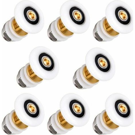 Roulettes de Remplacement pour Porte de Douche - Lot de 8 Roulettes Coulissantes de 25mm - Convient aux Portes en Verre d'Épaisseur 4 à 6mm (1/4)