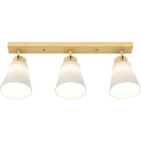 Plafonnier Florea 3 spots orientables E27 bois naturel (1/5)