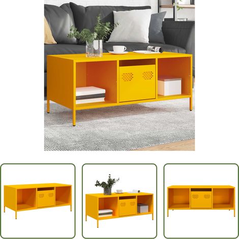 Table d'appoint - Table basse jaune moutarde 101,5x50x43,5cm acier laminé à froid (1/5)