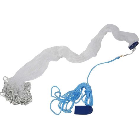 Épuisette de pêche de 2,4 m (8 pi) avec appâts, maille en nylon résistant de 19 mm (3/4 po) + plomb (1/5)