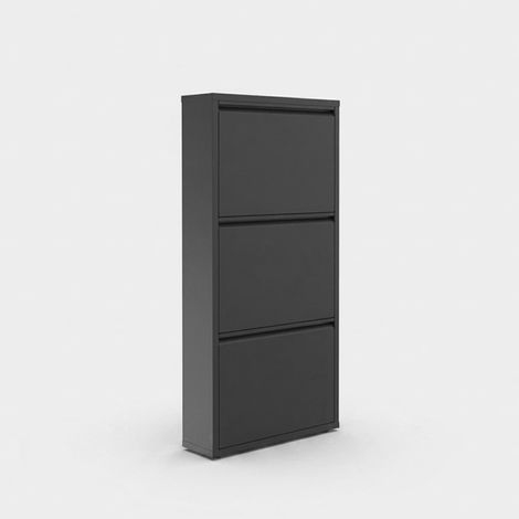 Scarpiera salvaspazio in metallo a 3 ante 3 Piece Metal - Antracite (1/4)