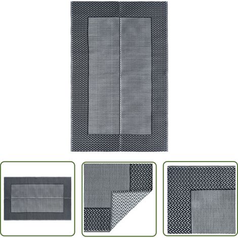 The Living Store Outdoor-Teppich ARAKIL Grau 120x180 cm PP - Außenbereich Dekoration - Balkon Teppich - Terrassen Teppich - Garten Teppich - Polypropylen Teppich (1/5)