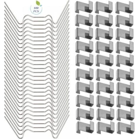 100 Pinces A Verre Pour Serre - 50 Clips W En Acier Inoxydable 304 - 50 Clips Z En Acier Inoxydable 301 - Pour Cadres Aluminium - 32x75 mm Et 13x9 mm (1/5)
