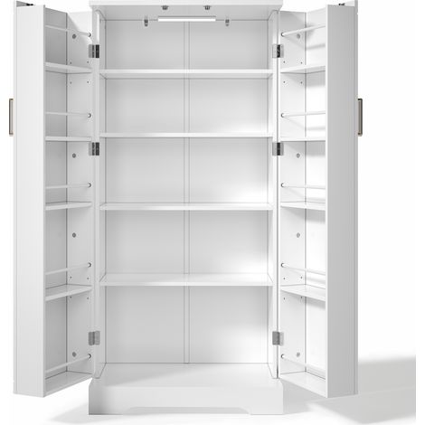 Armoire haute de cuisine blanche, dimensions 60×35×128 cm, avec éclairage LED