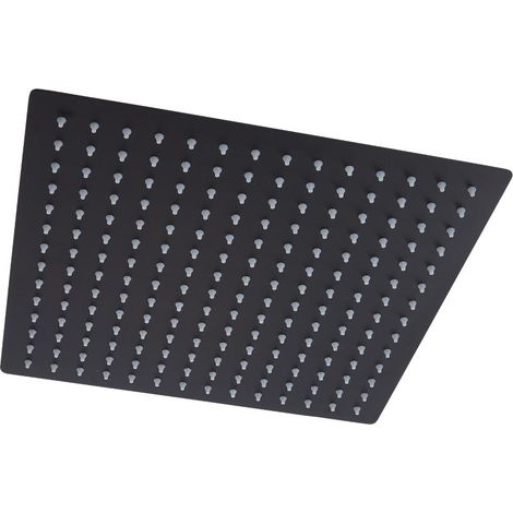 Hudson Reed – Pommeau de douche encastré plafond noir carré 30cm – Acier inoxydable anticorrosion – 121 jets pour effet de pluie – Design minimaliste