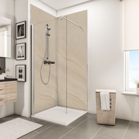 Schulte – Panneau mural de douche Pierre arcose 100 x 210 cm – Composite aluminium – Résistant à la chaleur jusqu'à 100°C – Lot de 2 panneaux