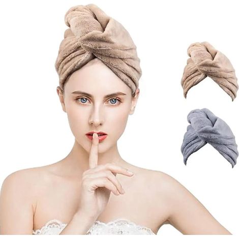 Toalla de pelo de microfibra para el cabello, secado rápido y absorción de agua (1/5)
