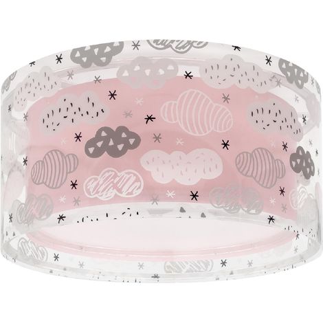 Plafonnier Enfant, Lampe de Plafond pour Chambre d’Enfant, Luminaire, Clouds Rose Nuages, 41416MS, E27-2 x 15W (1/4)