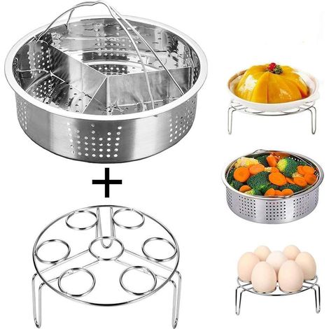 3PCS Accessoires pour friteuses, Accessoires Panier Vapeur Panier avec Grille pour Egg Steamer (1/5)