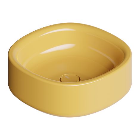 IDILLA vasque 40x40. Jaune brillant. Bonde. Sans Siphon