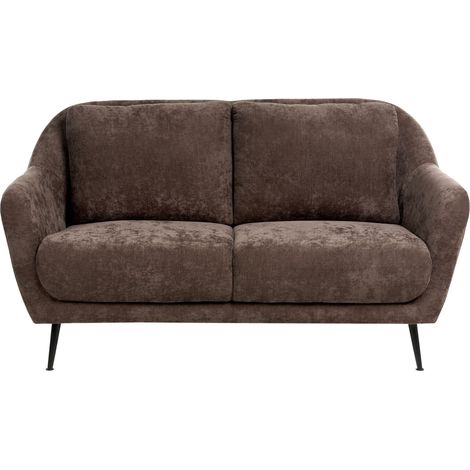 Sofa 2-Sitzer EIBY Chenillegewebe Dunkelbraun