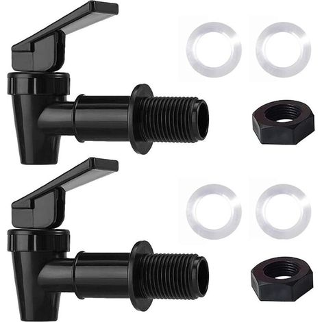 Robinet d'eau en plastique, seau à eau domestique de rechange, systèmes de filtration pour refroidisseur d'eau, carafe d'eau (2 noirs) (1/5)