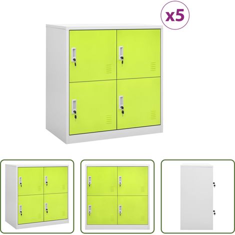 Schließfachschrank Set - Schließfachschränke 5 Stk. Hellgrau und Grün 90x45x92,5cm Stahl