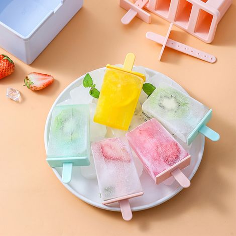 Neue DIY-Eiswürfelform für Kinder, 8-teilige Eiswürfelform mit Deckel, rosa und lila. (1/5)