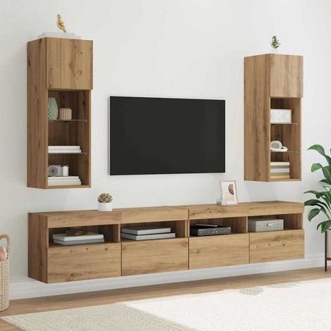 Wandmontierte TV-Schränke 2 pcs Artisan-Eiche 30,5 x 30 x 90 cm