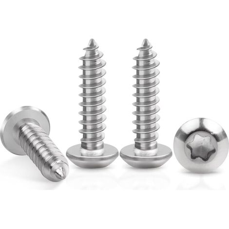 Lot de 50 Vis à Tôle M5 x 20 mm en Acier Inoxydable A2 V2A - Vis à Bois à Tête Bombée Plate, Filetage Complet, Autotaraudeuses, Argenté (1/5)